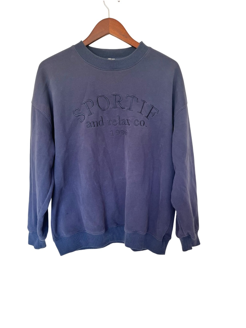 Princess Polly Sportif Embroidered Crewneck Sweatshirt - Light Navy Oversized 4